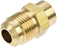 uxcell Brass Pipe fitting, 5/8"-18UNF Flare Male to 1/8NPT Female Thread, Tubing Adapter Hose Connector, for Air Conditioner Refrigeration, 2Pcs