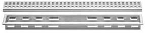 All-in-one Waterproof Linear Shower Drain Kit with 68 Inch Center Outlet Channel Body (KL1V60E170) and Drain Grate Assembly (Cover) in Square Design with Brushed Stainless Steel Finish (KL1B19EB170)
