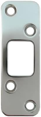 Stone Harbor Hardware Round Corner Deadbolt Strike Plate, 1-1/4" x 3-5/8", 2-1/2" Center-to-Center, Polished Chrome