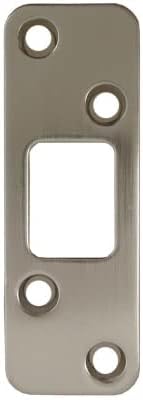 Stone Harbor Hardware Round Corner Deadbolt Strike Plate, 1-1/4" x 3-5/8", 2-1/2" Center-to-Center, Satin Nickel