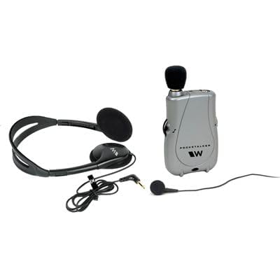 Pocket Talker Ultra Duo — Personal Hearing Amplifier with Folding Headphone & Single Mini Earbud, Mic & 12‑ft TV Cord, 200‑Hr Battery, Tone & Volume Controls