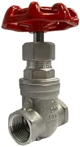 AF Hydro Stainless Steel SS316 Gate Valve, 1/2"NPT, Female Threaded Gate Valve, up to 200 PSI, Solid Taper Wedge Valve for General Water, Oil, and Gas