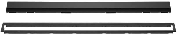 All-in-one Waterproof Linear Shower Drain Kit with 24 Inch Center Outlet Channel Body (KL1V60E60) and Drain Grate Assembly (Cover) in Solid Design with Matte Black Finish (KL1AR19MGS60)