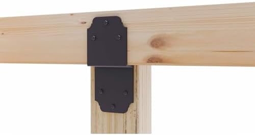 4packs Heavy Duty Pergola Bracket Black,6" Steel Angle Joist Tie Z Fix Bracket for Wood DIY Projects - Large Connector Brace,Post to Beam Connectors Repair Hardware,Joining Brackets