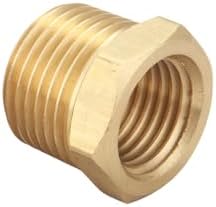 3/8 Inch NPT Male x 1/4 Inch NPT Female Brass Hex Bushing