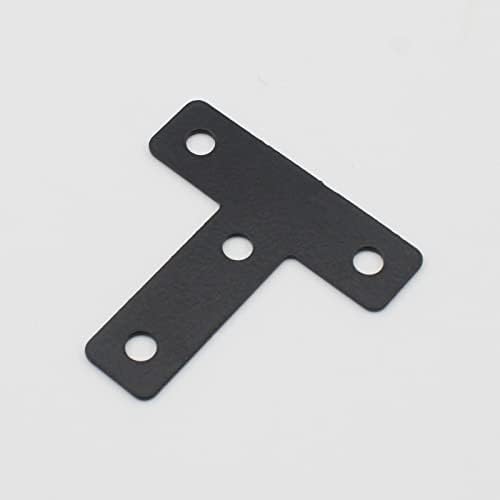 10 PCS Flat T Shape Repair Mending Plate, ULIFESTAR Heavy Duty Corner Bracket Furniture Support Brace Black Joining Bracket Fastener Connector with Mounting Screws (50x50x14mm/2x2x0.6'')