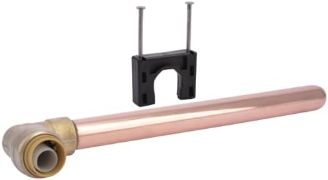 SharkBite 1/2 Inch 90 Degree Elbow with 8 Inch Copper Stub Out, Push to Connect Brass Plumbing Fitting, PEX Pipe, Copper, CPVC, PE-RT, HDPE, U351LFA