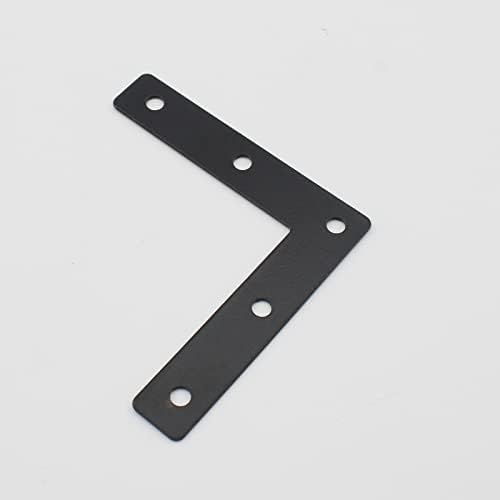 10 PCS Flat L Shape Repair Mending Plate, ULIFESTAR Heavy Duty Corner Bracket Furniture Support Brace Black Joining Bracket Fastener Connector with Mounting Screws (80x80x15mm/3.1x3.1x0.6'')