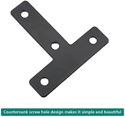 10 PCS Flat T Shape Repair Mending Plate, ULIFESTAR Heavy Duty Corner Bracket Furniture Support Brace Black Joining Bracket Fastener Connector with Mounting Screws (50x50x14mm/2x2x0.6'')