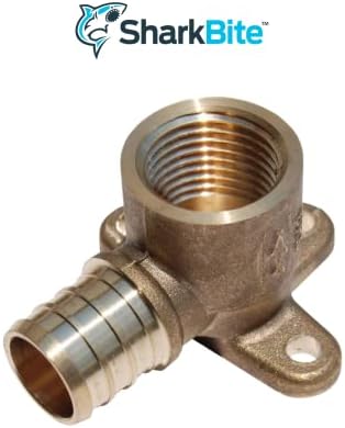 SharkBite 3/4 Inch Crimp x 1/2 Inch FNPT Crimp 90 Degree Drop Ear Elbow, Pack of 25, Brass Plumbing Fitting, PEX Pipe, PE-RT, UC342LF