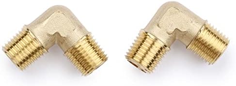 U.S. Solid 2pcs 90 Degree Barstock Street Elbow Brass Pipe Fitting 1/4" NPT Male Pipe to 1/4" NPT Male