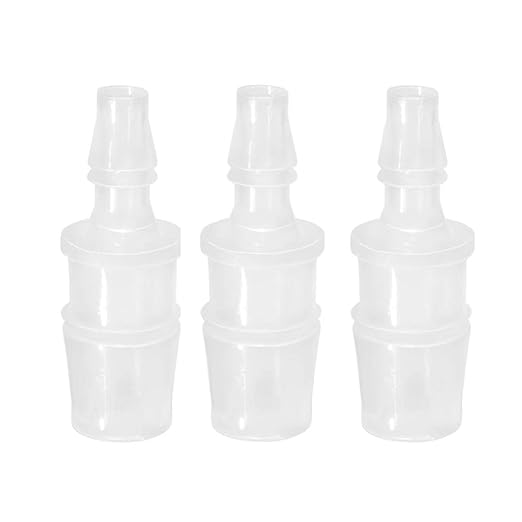 Quickun Plastic Hose Barb Reducer Fitting 1/2" to 1/4" Barbed Reducing Union Adapter Splicer Mender Joint Fitting (Pack of 3)