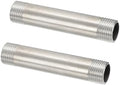 PATIKIL 304 Stainless Steel Pipe Fitting, 2 Pack 1/2" BSP Male x 1/2" BSP Male Threaded 3" Length Nipple Cast Pipe for Extending Piping, Silver