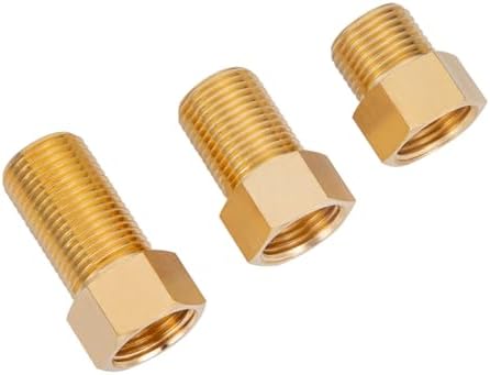 Brass Pipe Fitting, 1/2" Female to 1/2" Male Pipe Nipple Extension Connector, Hex Bushing Adapter Set with Teflon Tape, Length 30MM/40MM/50MM (3PCS)