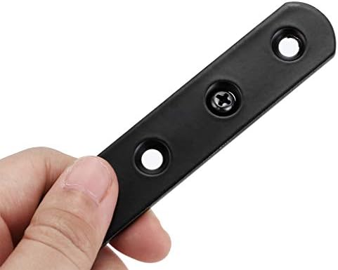 Sumnacon 8Pcs Stainless Steel Flat Plates - 4 Inch Heavy Duty Mending Plate Straight Corner Brace Brackets Connector Furniture Repair Fixing Joint with Screws, Black