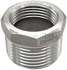 Beduan 304 SS Reducer Hex Bushing 1 Male to 3/4 Female NPT Reducing