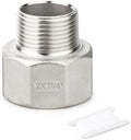 TAISHER 1PCS 304 Stainless Steel Pipe Fitting, Reducer Adapter, 1-1/4" NPT Male x 2" NPT Female