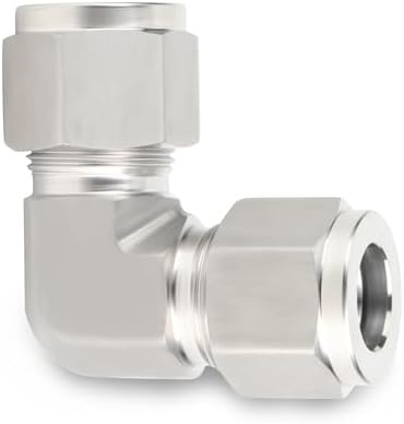 1PCS 316 Stainless Steel 90 Degree Compression Tube Pipe Fitting Connector, 1/2" x 1/2" Tube OD Adapter cast sleeve joint for Air/Fuel/Water/Gas/Oi