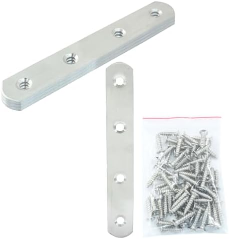 4 Pack 5 Inch Stainless Steel Flat Plate Straight Bracket