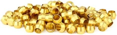 GASHER 100PCS Brass Compression Fitting, Brass Compression Sleeve Ferrules 3/16" Tube OD