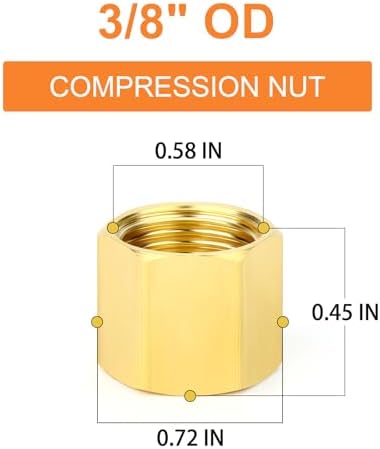 GASHER 20PCS Brass 3/8" Compression Fitting, Brass Compression Ferrule head