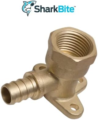 SharkBite 1/2 Inch Crimp x 1/2 Inch FNPT Crimp 90 Degree Drop Ear Elbow, Pack of 25, Brass Plumbing Fitting, PEX Pipe, PE-RT, UC334LF