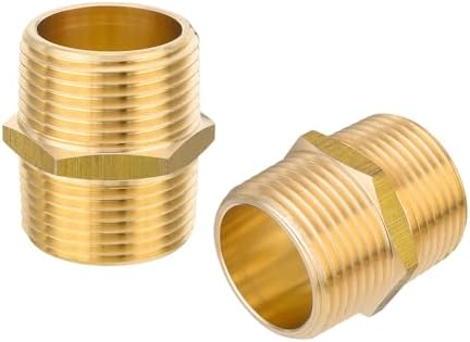 2Pcs EFIELD Hex Nipple 1"x 1"NPT Male Brass Pipe Fitting(NPT015-2)
