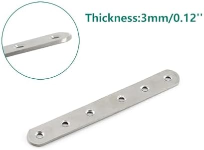 4 Pack Flat Mending Plate for Wood,ULIFESTAR Stainless Steel Straight Brackets 200mm / 8" Length 6 Screw Hole Flat Repair Fixing Wood Brace Joining Plates Connector with Fixing Screws