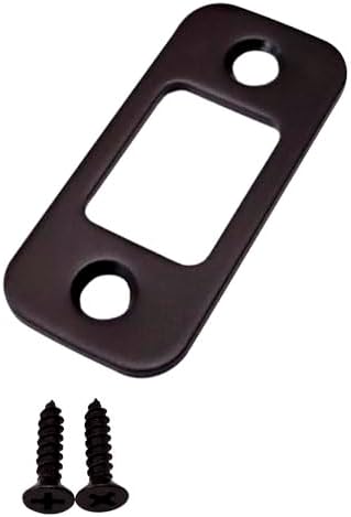 QCAA Solid Brass Deadbolt Strike Plate, Door Backplate, Round Corner, 1"x2-1/4", Oil-Rubbed Bronze(US10B), 1 Pack, Made in Taiwan