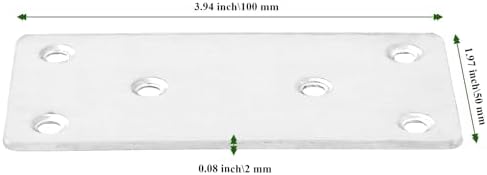 30 Packs 4x2 Inches Stainless Steel Flat Straight Brace Brackets, Mending Joining Plates, Metal Mending Plates with Screws for Furniture Repairing, 2 mm Thickness