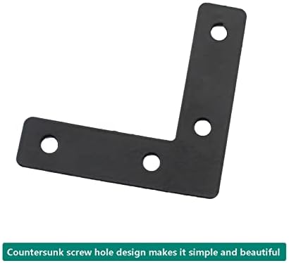 10 PCS Flat L Shape Repair Mending Plate, ULIFESTAR Heavy Duty Corner Bracket Furniture Support Brace Black Joining Bracket Fastener Connector with Mounting Screws (60x60x15mm/2.4x2.4x0.6'')