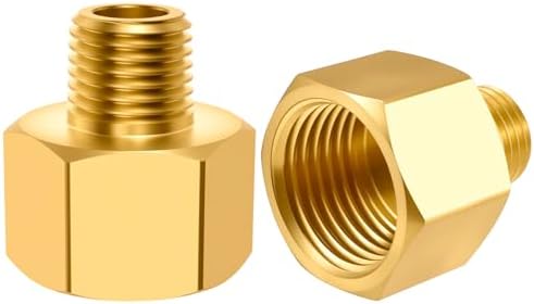 SDTC Tech 2-Pack Brass Pipe Fitting 1/4 NPT Thread Male to 1/2 NPT Thread Female Reducer Adapter, Brass Pipe Extension Connectors