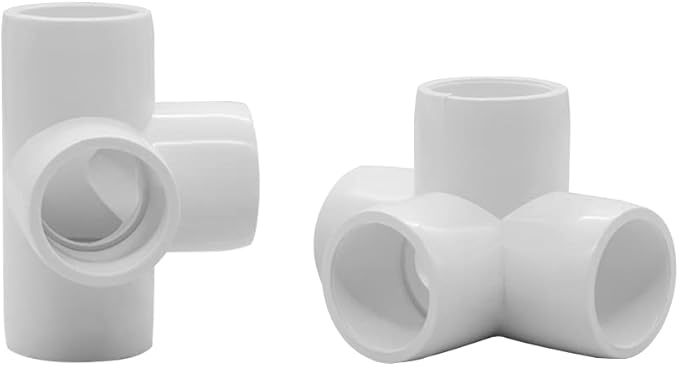 1/2Inch Tee PVC Fitting 4 Way Elbow Connector, Furniture Grade 90 Degree Elbow Side Outlet, Corner Fittings for Building Furniture Greenhouse Shed Pipe Fittings Tent Connection (Pack of 8)