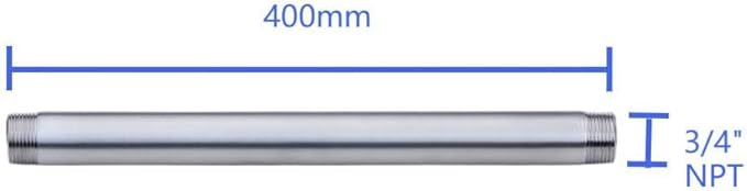 CONSTELLAR 304 Stainless Steel Pipe Fitting - 3/4" NPT Male x 3/4" NPT Male Threaded Thickened Pipe Wall, 400mm (16 inch) Length Heavy Nipple Seamless Pipe (1 Pcs)