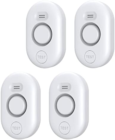 Water Leak Detector Sensor Alarm: Home Water Flooding Monitor Smart Sink Overflow Monitoring Adjustable Wet Moisture Alert Pipe Leakage Drip Detection Warning for Basement Floor (4 Sensor)