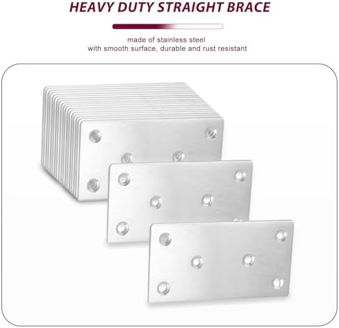 50PCS Flat Metal Brackets, 4" 304 Stainless Steel Mending Plates
