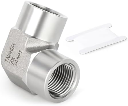 TAISHER 1PCS 304 Stainless Steel 90 Degree Barstock Street Elbow, 3/4" NPT Female to 3/4" NPT Female 304 Stainless Pipe Fitting