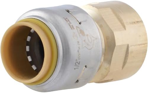 SharkBite Max 1/2 x 1/2 Inch FNPT Adapter, Push To Connect Brass Plumbing Fitting, PEX Pipe, Copper, CPVC, PE-RT, HDPE, UR072A