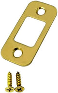 QCAA Solid Brass Deadbolt Strike Plate, Door Backplate, Round Corner, 1"x2-1/4", Polish Brass, 1 Pack, Made in Taiwan