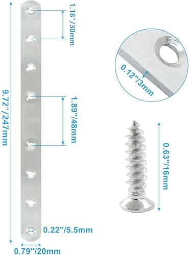 4 Pack 10 Inch Stainless Steel Flat Plate Straight Bracket