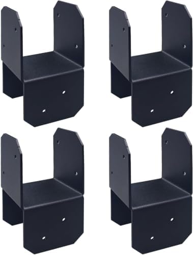 4 Pcs Post Caps Tie Bracket/ Joist Anchor Connector/ Heavy Duty Steel Mounting Joist Hanger Brackets Support/ for 2x2 Post, Post Base Steel Post Anchor Connector