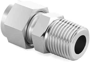 1PCS 304 Forging of Stainless Steel Compression Tube Pipe Fitting Connector, 1" Tube OD x 3/4" NPT Male Straight Adapter for fuel/air/liquid/oil/gas/vacuum pipelines