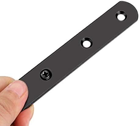 Sumnacon 8 Pcs Stainless Steel Flat Plates - 5 Inch Heavy Duty Mending Plate Straight Corner Brace Brackets Connector Furniture Repair Fixing Joint with Screws, Black
