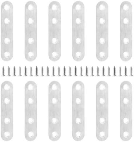 Jiozermi 12 Pcs Straight Brace, 3" x 0.7", Stainless Steel Silver