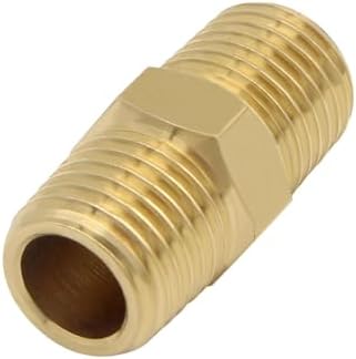 6 Pcs Brass Pipe fittings, 3/8" x 3/8" NPT Male Hex Nipple adapter coupler
