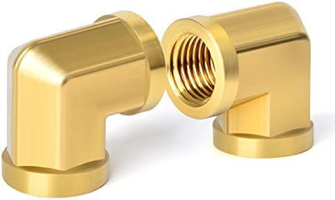 TAISHER 2pcs 90 Degree Barstock Street Elbow, 3/8 Inch NPT Female Pipe to 3/8 Inch NPT Female Brass Pipe Fitting