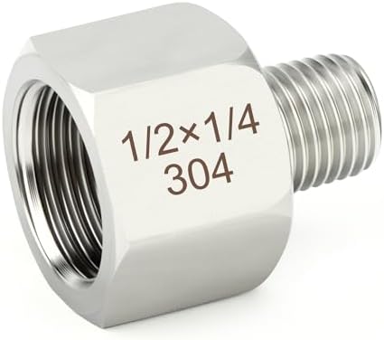 TAISHER 10PCS 304 Stainless Steel Pipe Fitting, New Reducer Adapter, 1/4" NPT Male x 1/2" NPT Female, Reducing Pipe Adapter Fitting