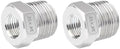 Quickun Stainless Steel Reducing Hex Bushing, 3/4" Male NPT to 1/2" Female NPT, Reducer Bushing Pipe Hose Fitting （Pack of 2）