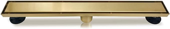 Neodrain 40-Inch Gold Linear Shower Drain, 2-in-1 Flat & Tile Insert Cover, Stainless Steel Linear Drain, Brushed Brass Rectangle Shower Floor Drain with Hair Strainer, Watermark&CUPC Certified