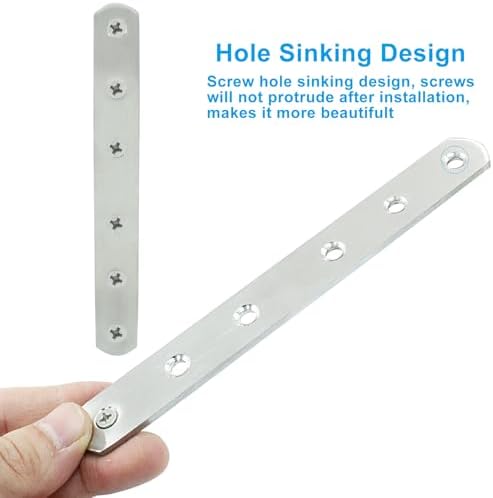 4 Pack 6 Inch Stainless Steel Flat Plate Straight Bracket